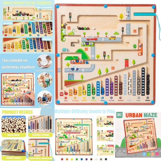 The Urban Maze - 12"x12" Magnetic Wooden Toy Maze - STEM Toy