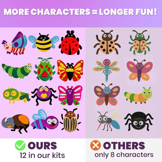 Craft Kits for Kids - 12 Bugs & Insects Sewing Kit