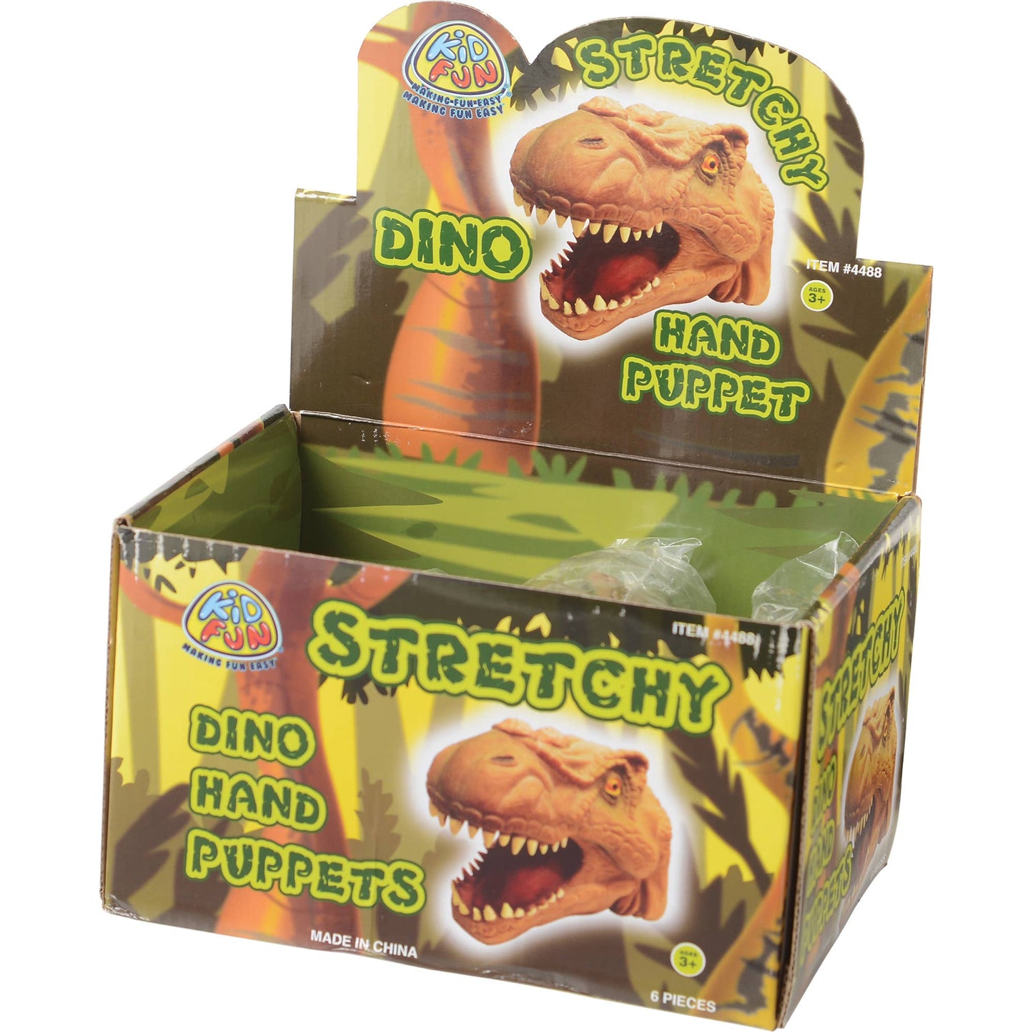 Stretchy Dino Hand Puppets 6 Display