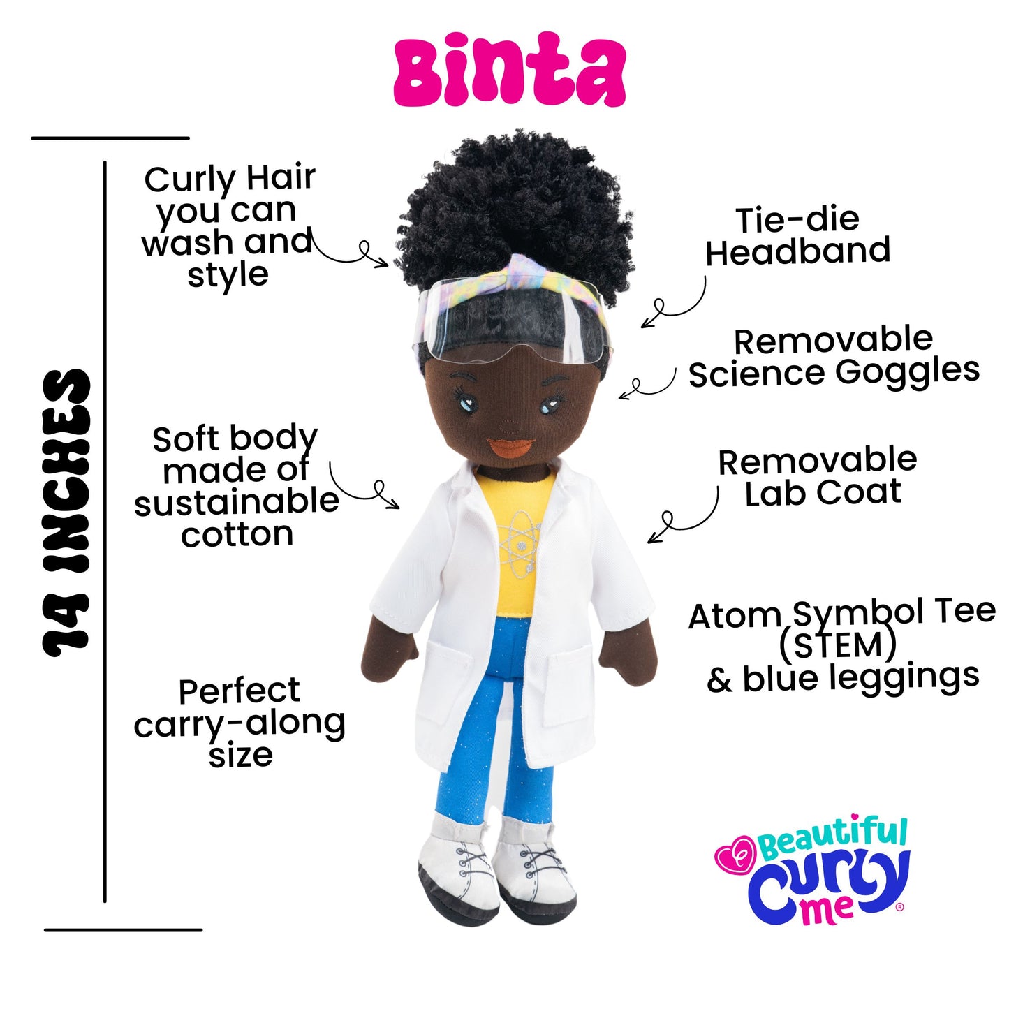 Beautiful Curly Me Binta 14-inch STEM Plush Doll