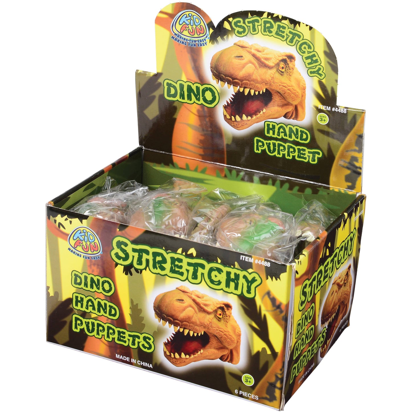 Stretchy Dino Hand Puppets 6 Display
