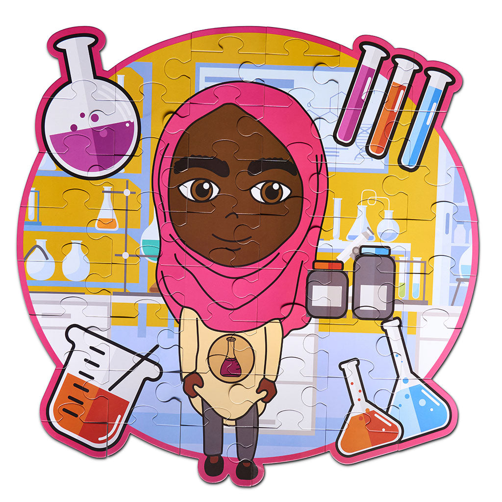 Amara Chemistry Lab 3 Foot Giant STEM 48 Piece Puzzle | Muslim Toy | Black Childrem