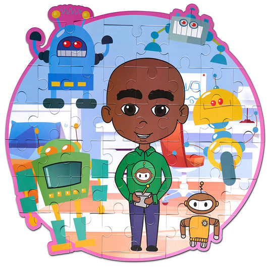 Justin Robotics Bundle | STEM | Brown Toy Box | Black Children