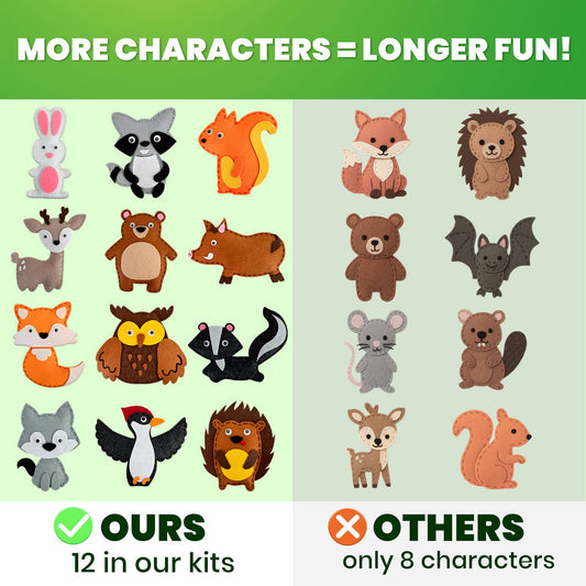 Craft Kits for Kids - 12 Forest Animals Sewing Kit