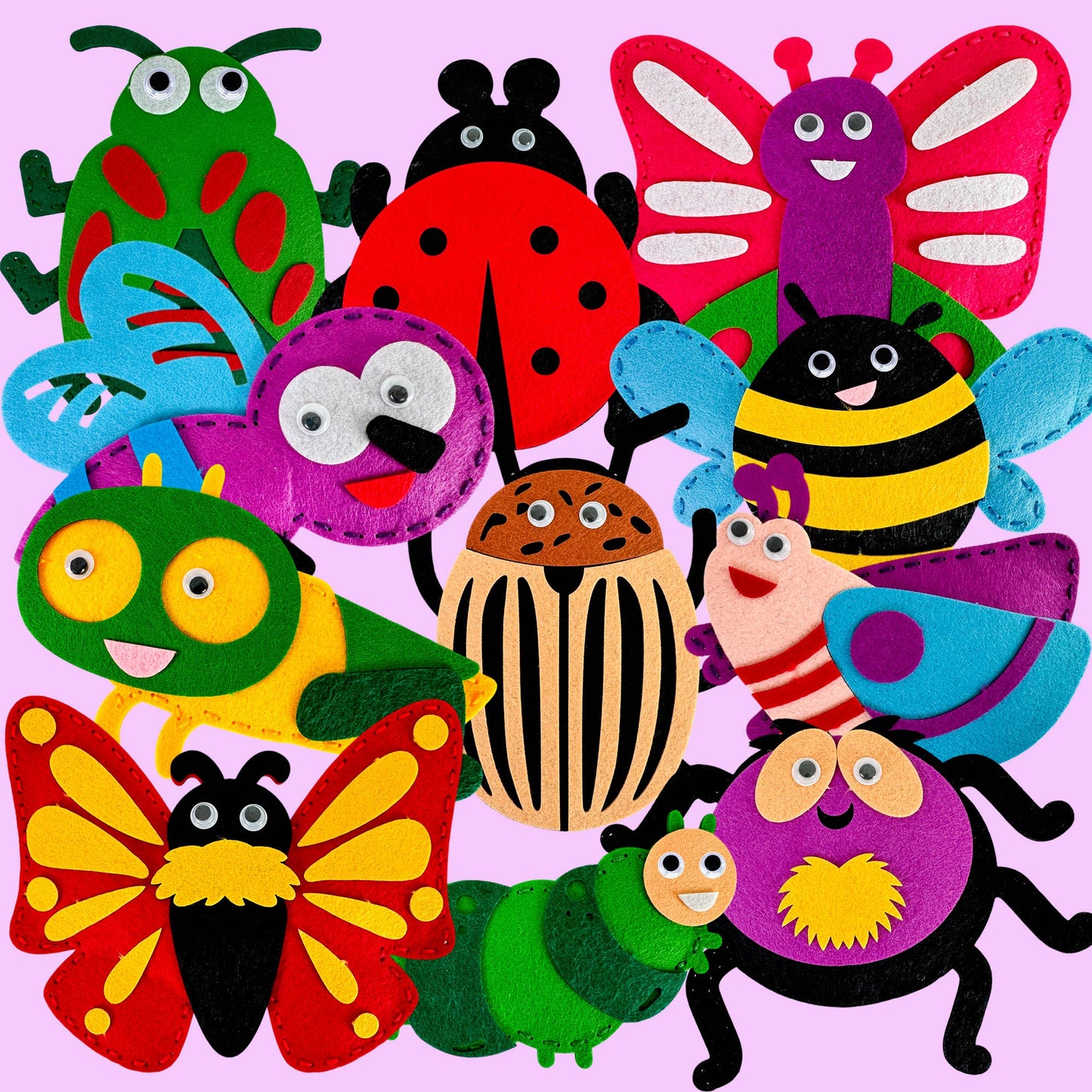 Craft Kits for Kids - 12 Bugs & Insects Sewing Kit