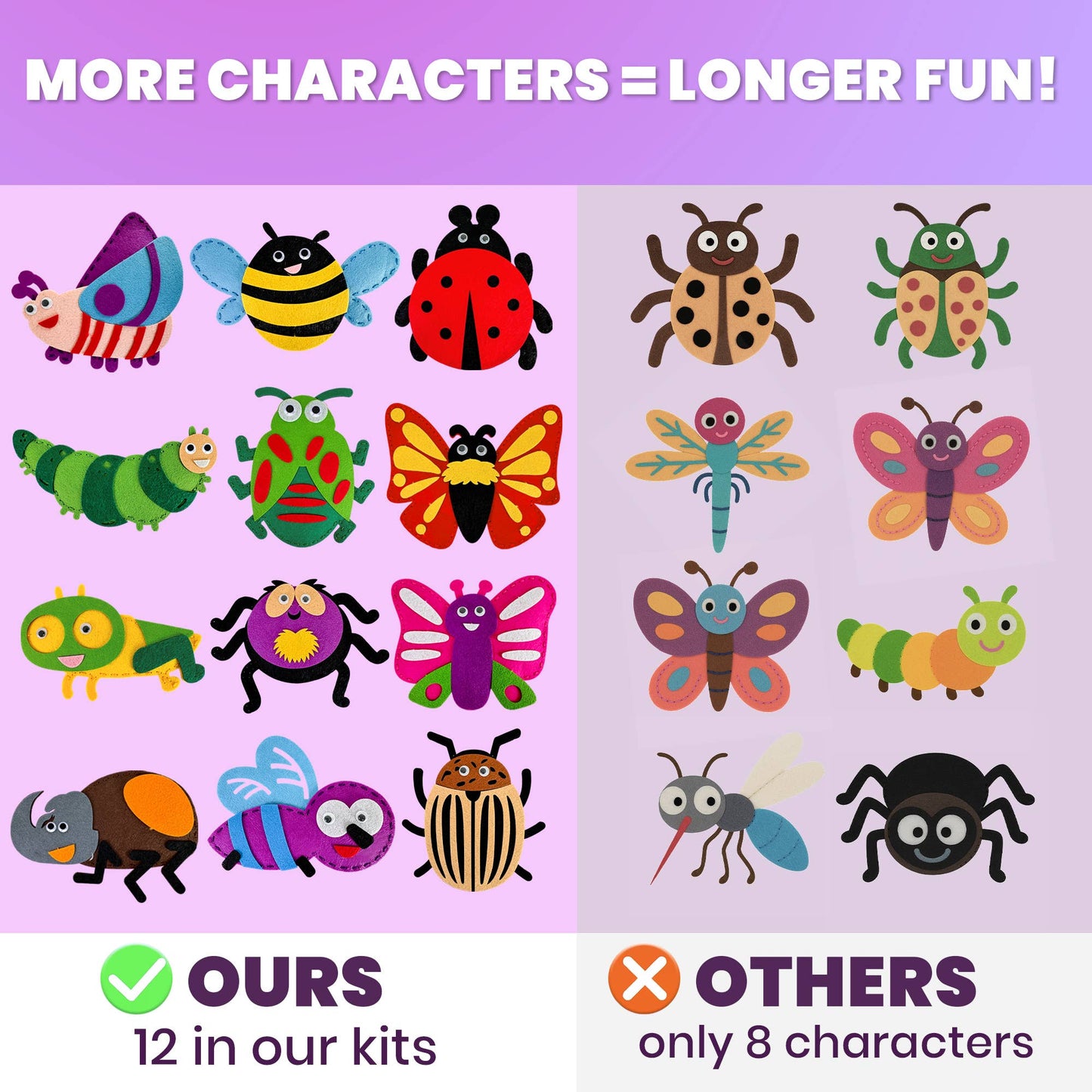 Craft Kits for Kids - 12 Bugs & Insects Sewing Kit