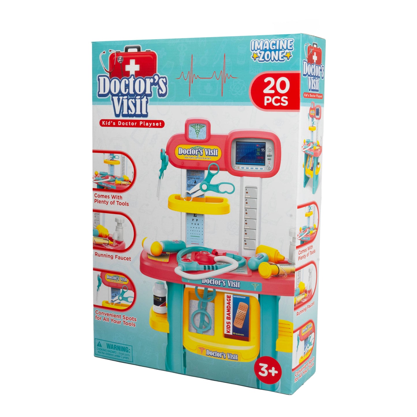 20 Piece Doctor's Visit Kid's Doctor Playset