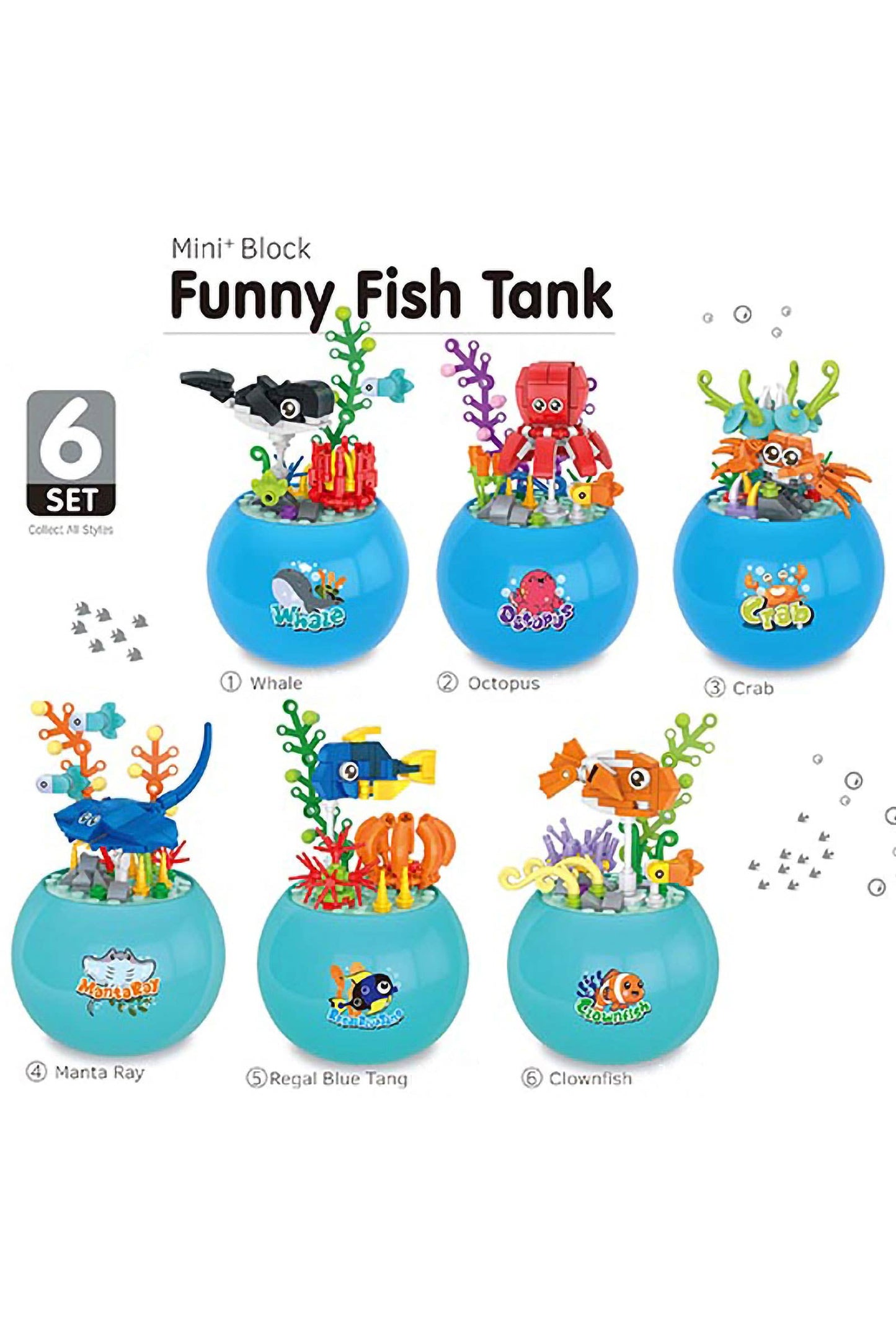 Marine Life Fishbowl Diy Building Block - 6 Pcs