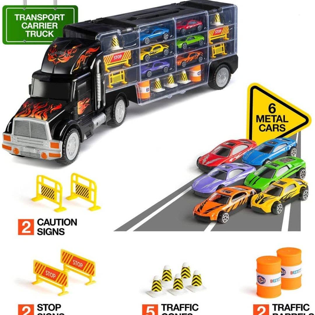 Play22 Semi Truck Toy for Boys 3-5 with Cars & Accessories