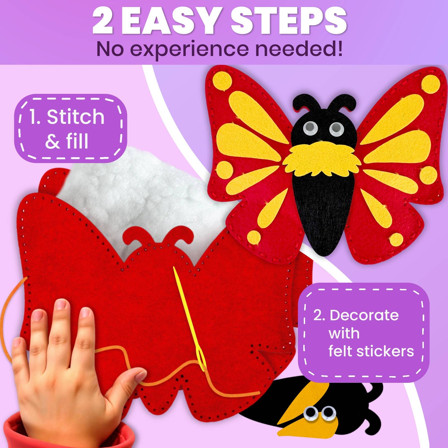 Craft Kits for Kids - 12 Bugs & Insects Sewing Kit