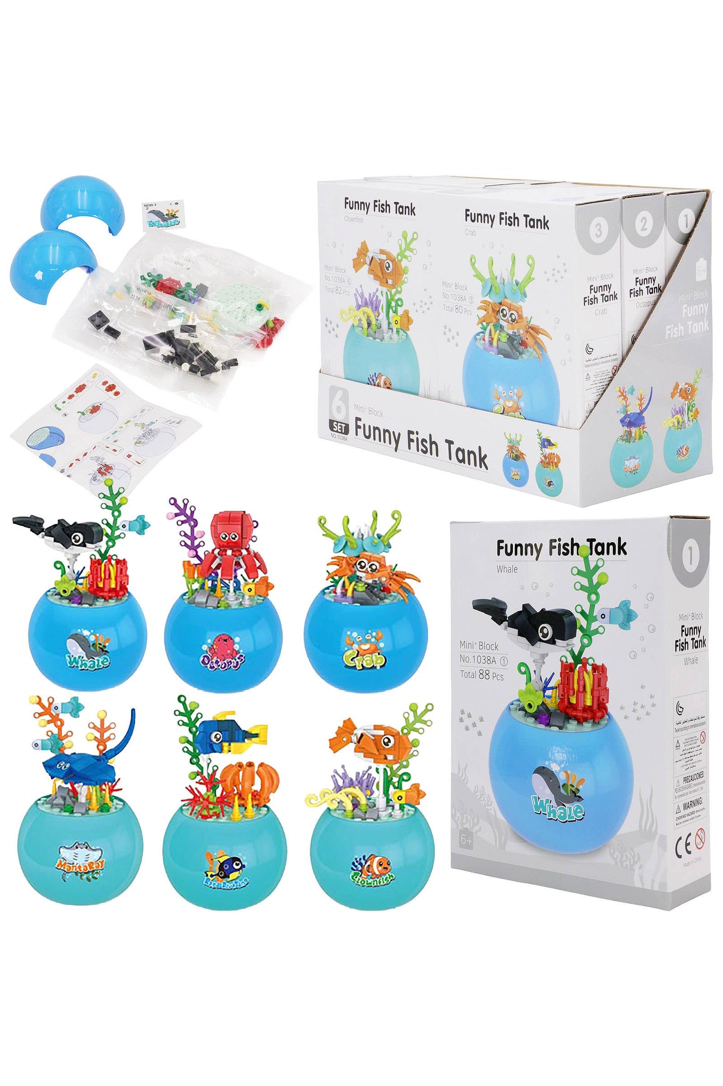 Marine Life Fishbowl Diy Building Block - 6 Pcs