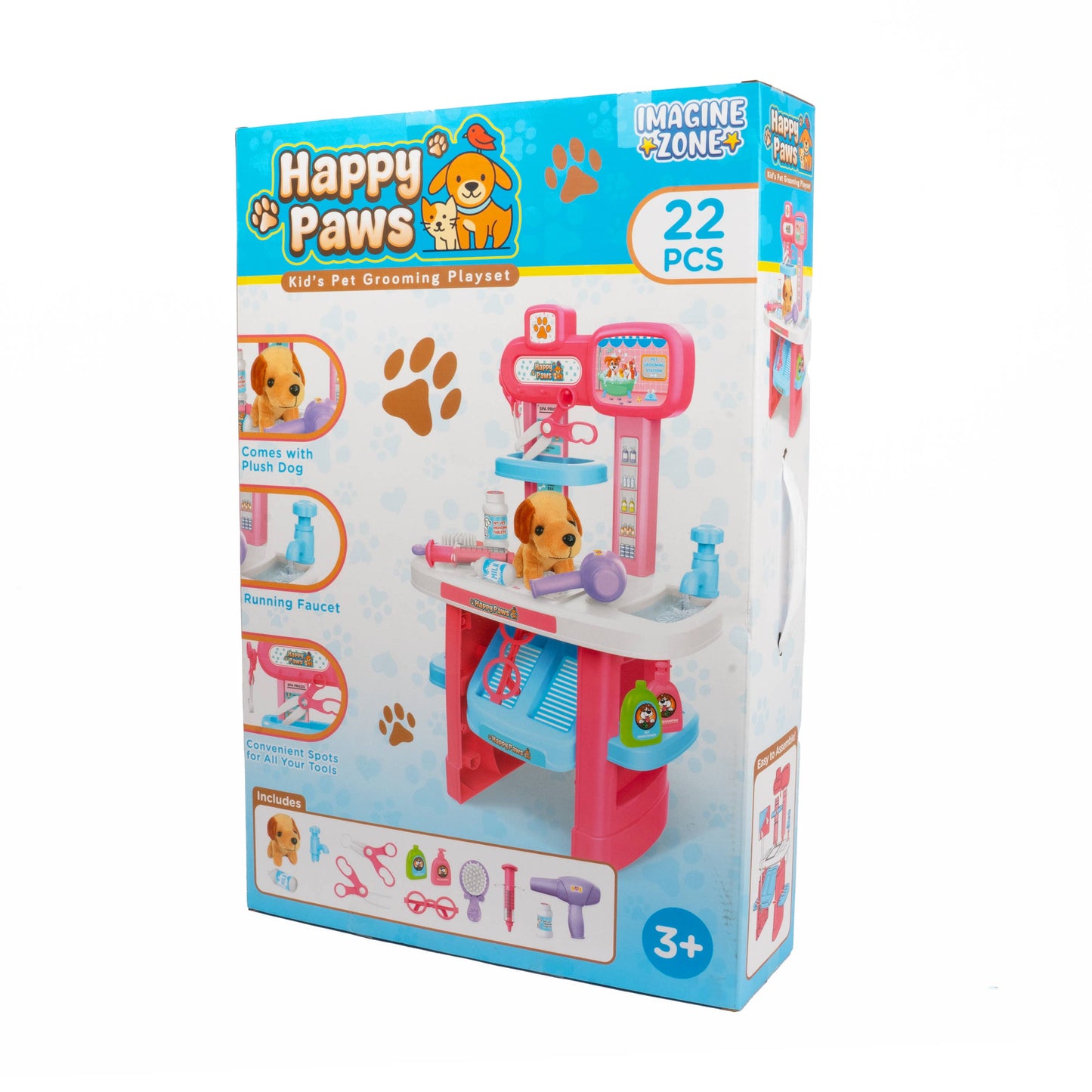 22 Piece Happy Paws Kid's Pet Grooming Playset