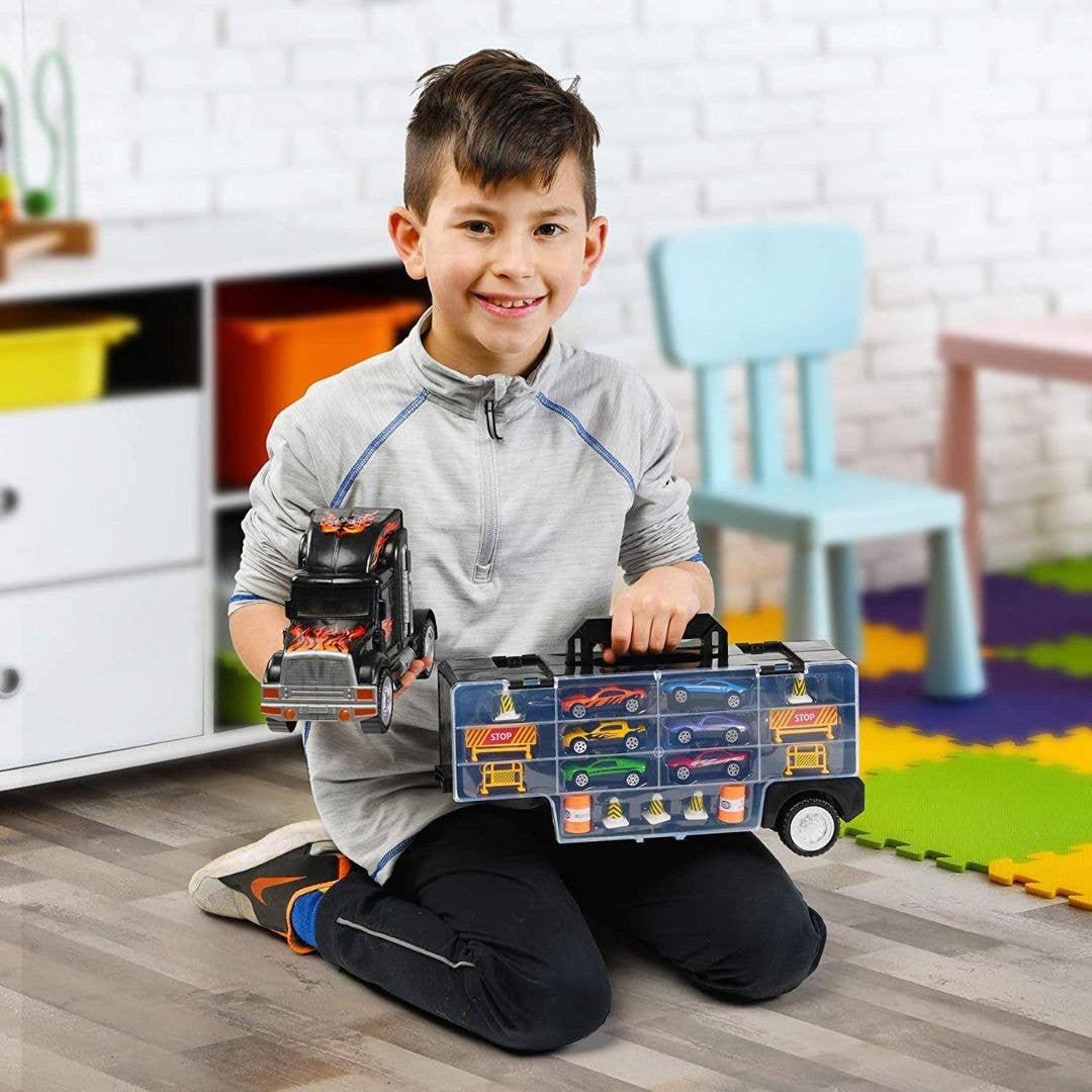 Play22 Semi Truck Toy for Boys 3-5 with Cars & Accessories