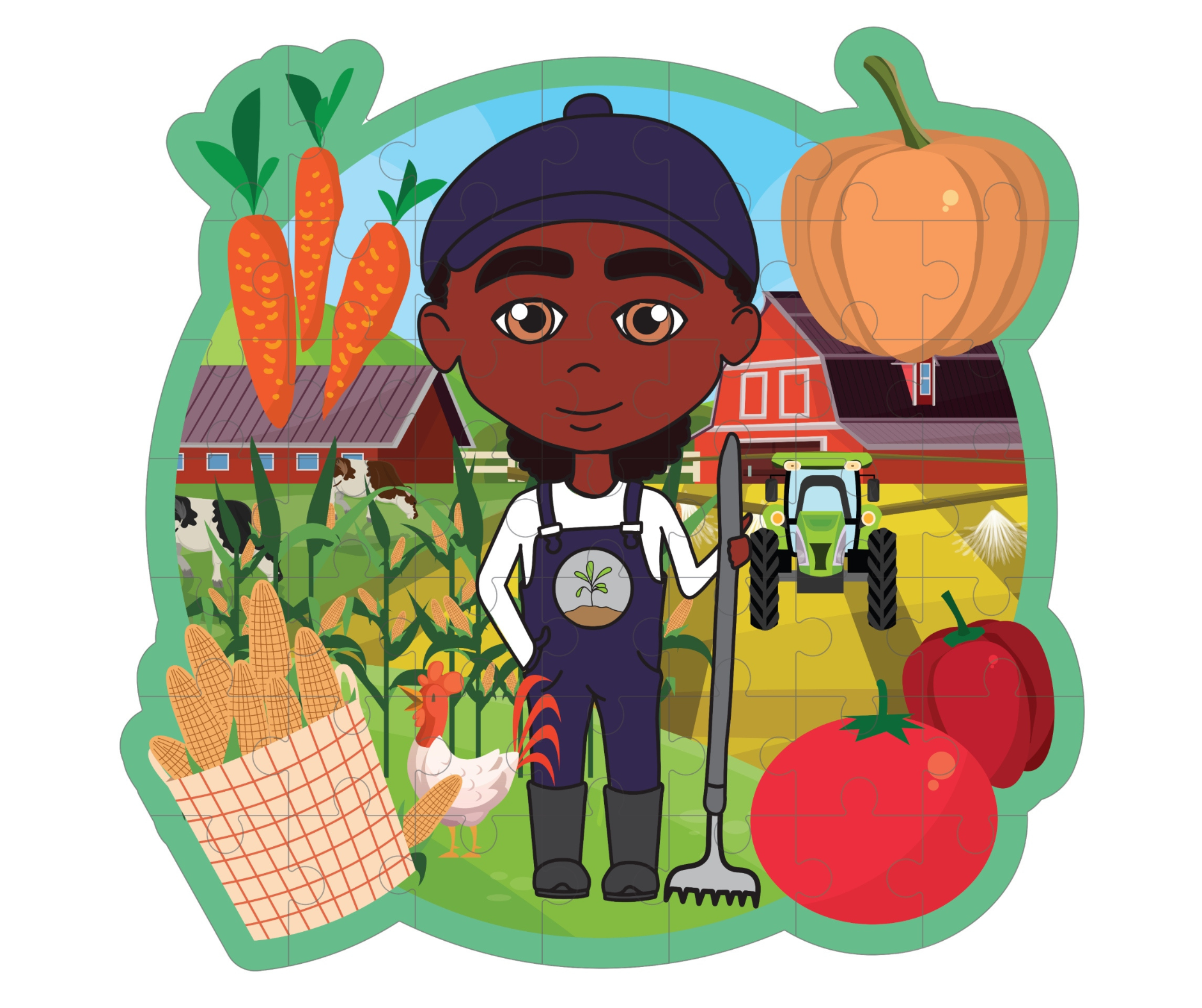 Dadisi Academy Giant 3ft STEM 48-Piece Puzzle (Sebastian Agriculture) Eat, Sleep, Farm & Repeat!